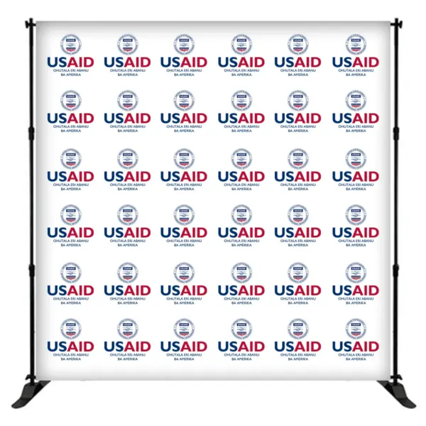 USAID Lusamiya 8 ft. Slider Banner Stand - 8'h Fabric Graphic Package