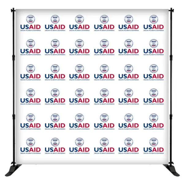 USAID Lusoga 8 ft. Slider Banner Stand - 8'h Fabric Graphic Package