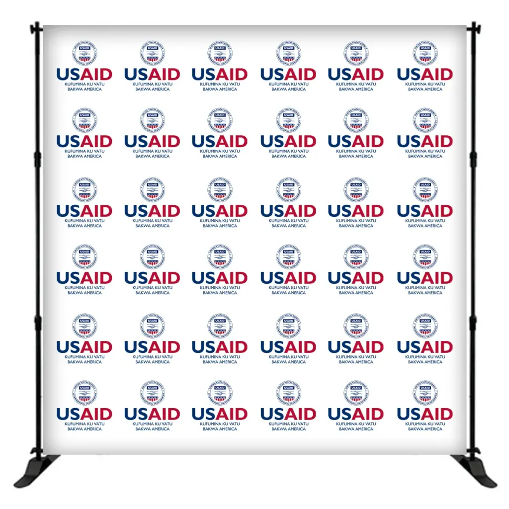 USAID Luvale 8 ft. Slider Banner Stand - 8'h Fabric Graphic Package