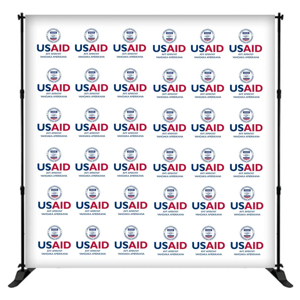 USAID Malagasy 8 ft. Slider Banner Stand - 8'h Fabric Graphic Package
