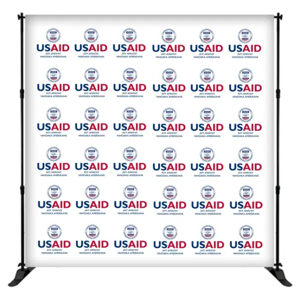 USAID Malagasy 8 ft. Slider Banner Stand - 8'h Fabric Graphic Package