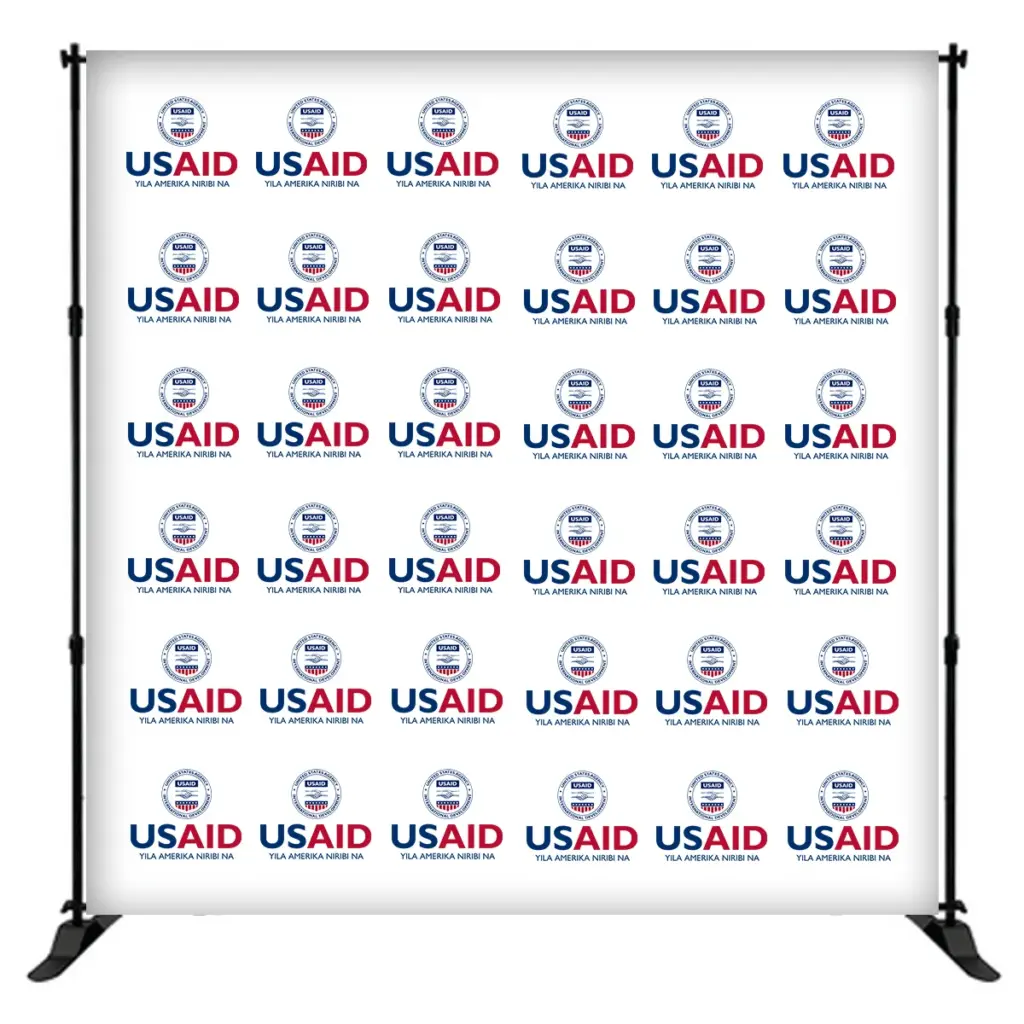 USAID Mampruli 8 ft. Slider Banner Stand - 8'h Fabric Graphic Package