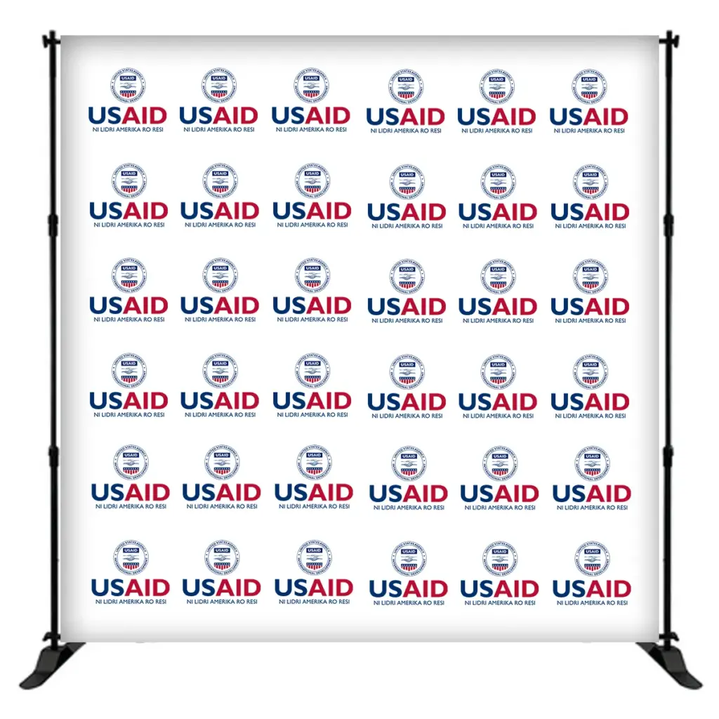 USAID Moru 8 ft. Slider Banner Stand - 8'h Fabric Graphic Package