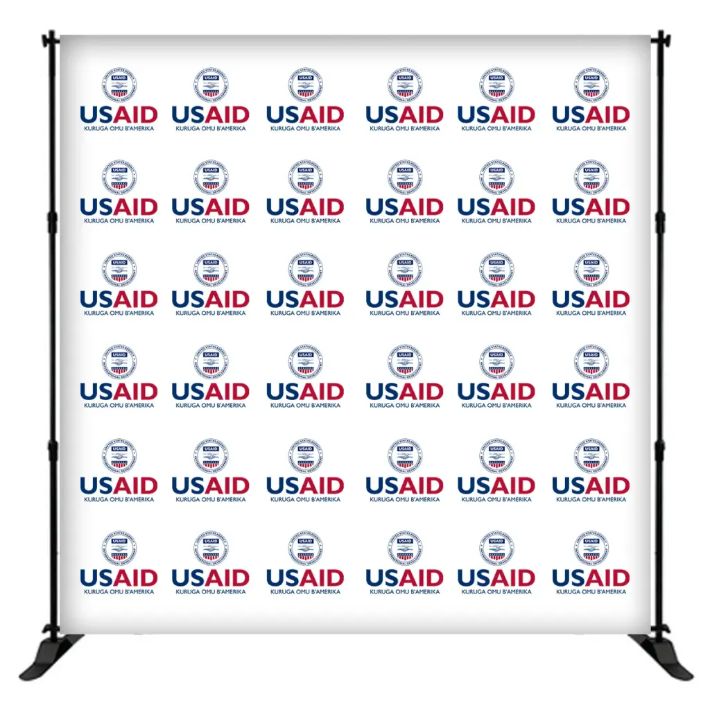 USAID Runyankole 8 ft. Slider Banner Stand - 8'h Fabric Graphic Package