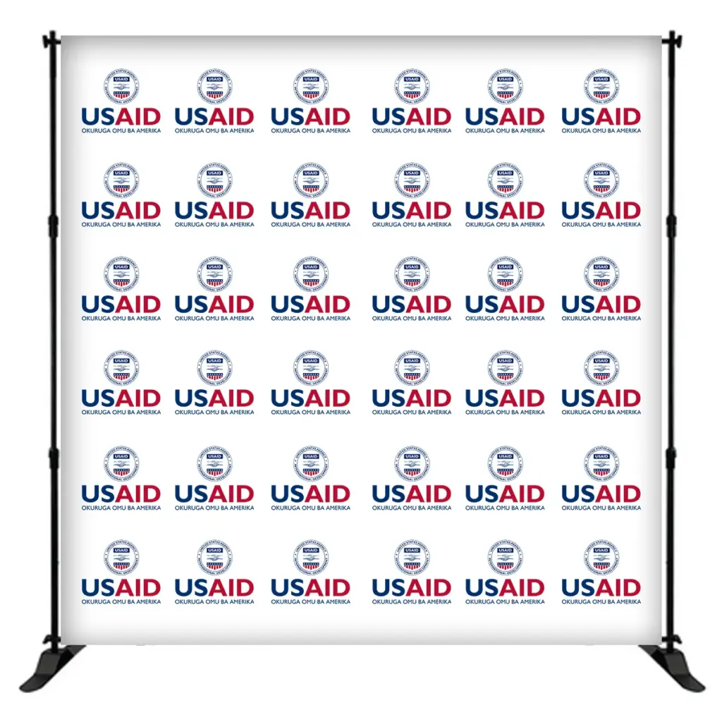 USAID Rutooro 8 ft. Slider Banner Stand - 8'h Fabric Graphic Package