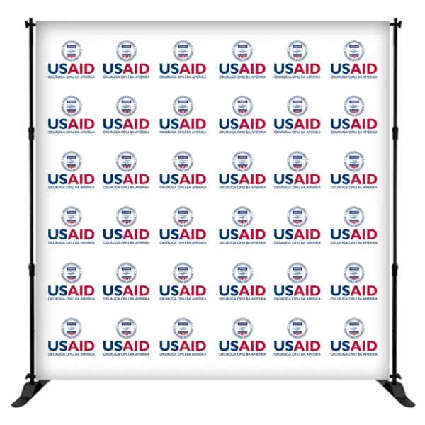USAID Rutooro 8 ft. Slider Banner Stand - 8'h Fabric Graphic Package