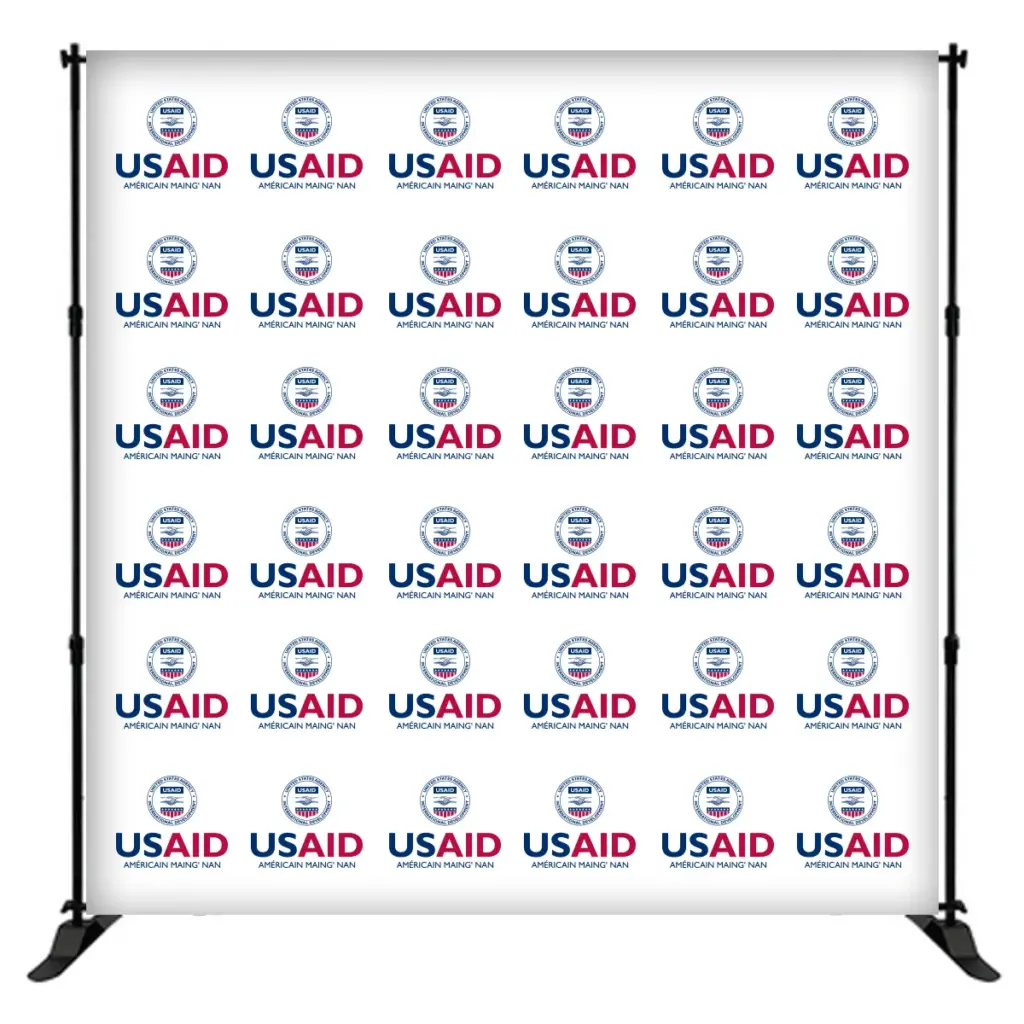 USAID Senufo 8 ft. Slider Banner Stand - 8'h Fabric Graphic Package