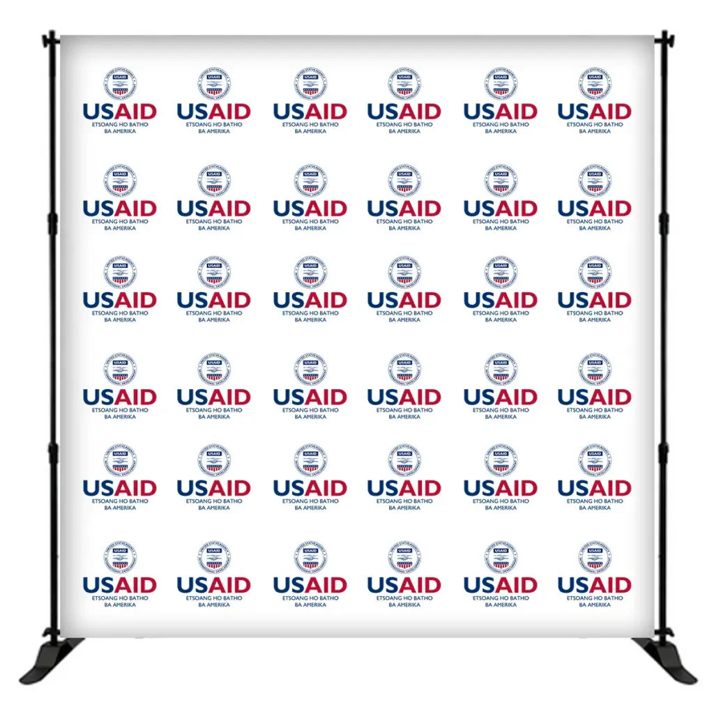 USAID Sesotho 8 ft. Slider Banner Stand - 8'h Fabric Graphic Package