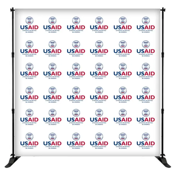 USAID Sesotho 8 ft. Slider Banner Stand - 8'h Fabric Graphic Package