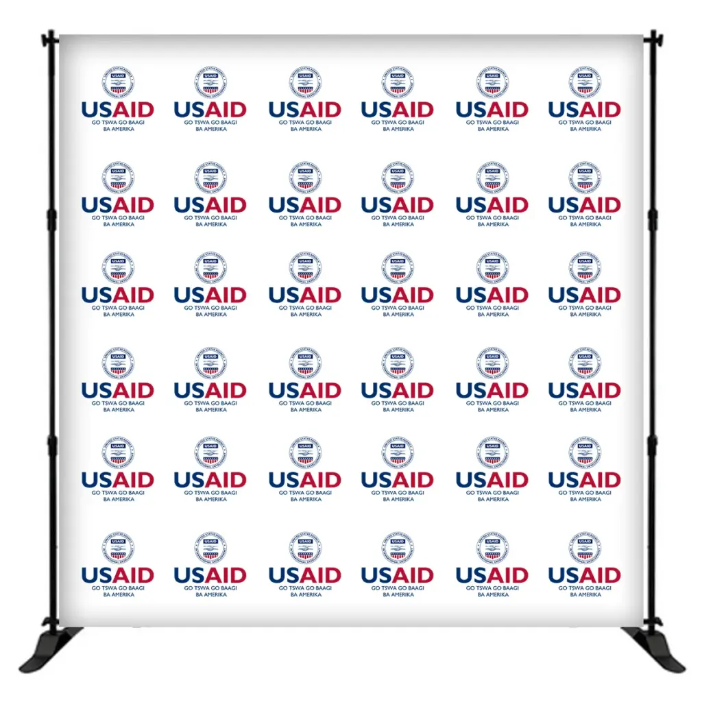 USAID Setswana 8 ft. Slider Banner Stand - 8'h Fabric Graphic Package