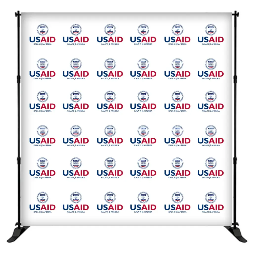 USAID Shilluk 8 ft. Slider Banner Stand - 8'h Fabric Graphic Package