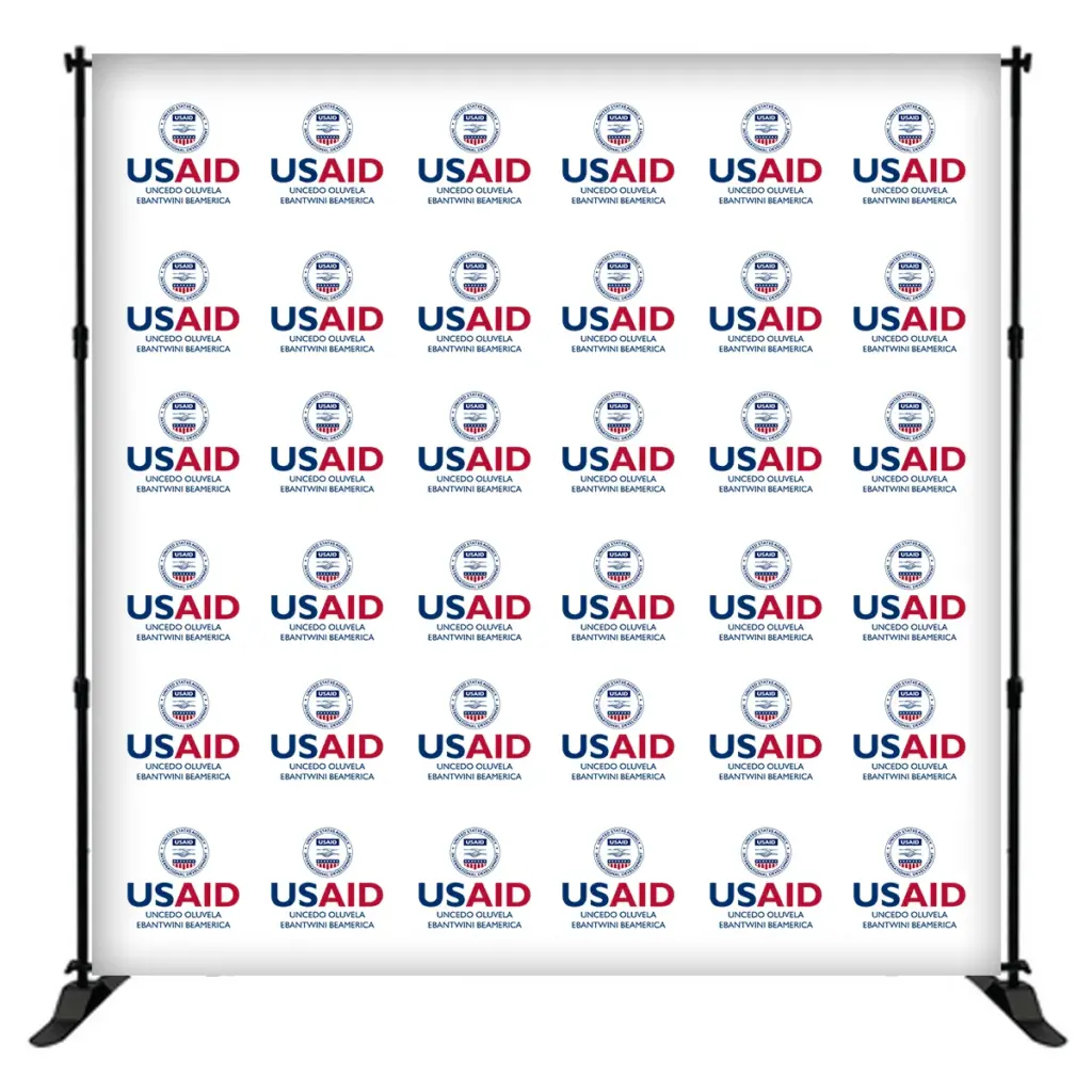 USAID Sindebele 8 ft. Slider Banner Stand - 8'h Fabric Graphic Package