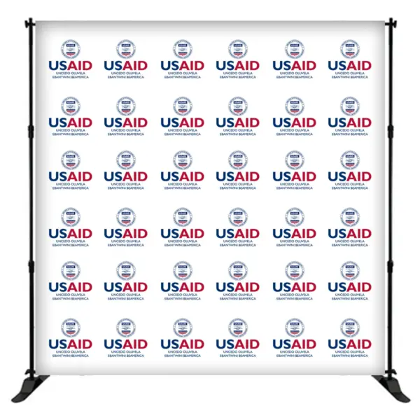 USAID Sindebele 8 ft. Slider Banner Stand - 8'h Fabric Graphic Package