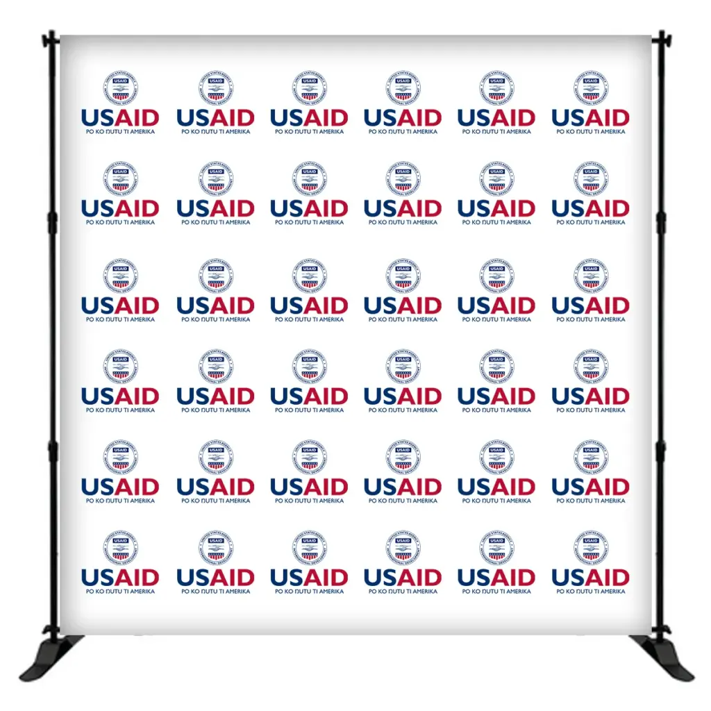 USAID Bari 8 ft. Slider Banner Stand - 8'h Fabric Graphic Package