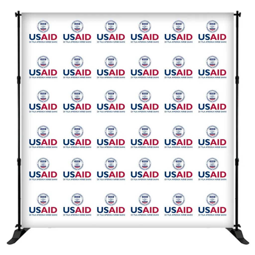 USAID Dagbani 8 ft. Slider Banner Stand - 8'h Fabric Graphic Package