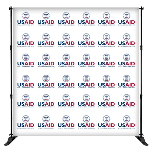 USAID Dagbani 8 ft. Slider Banner Stand - 8'h Fabric Graphic Package