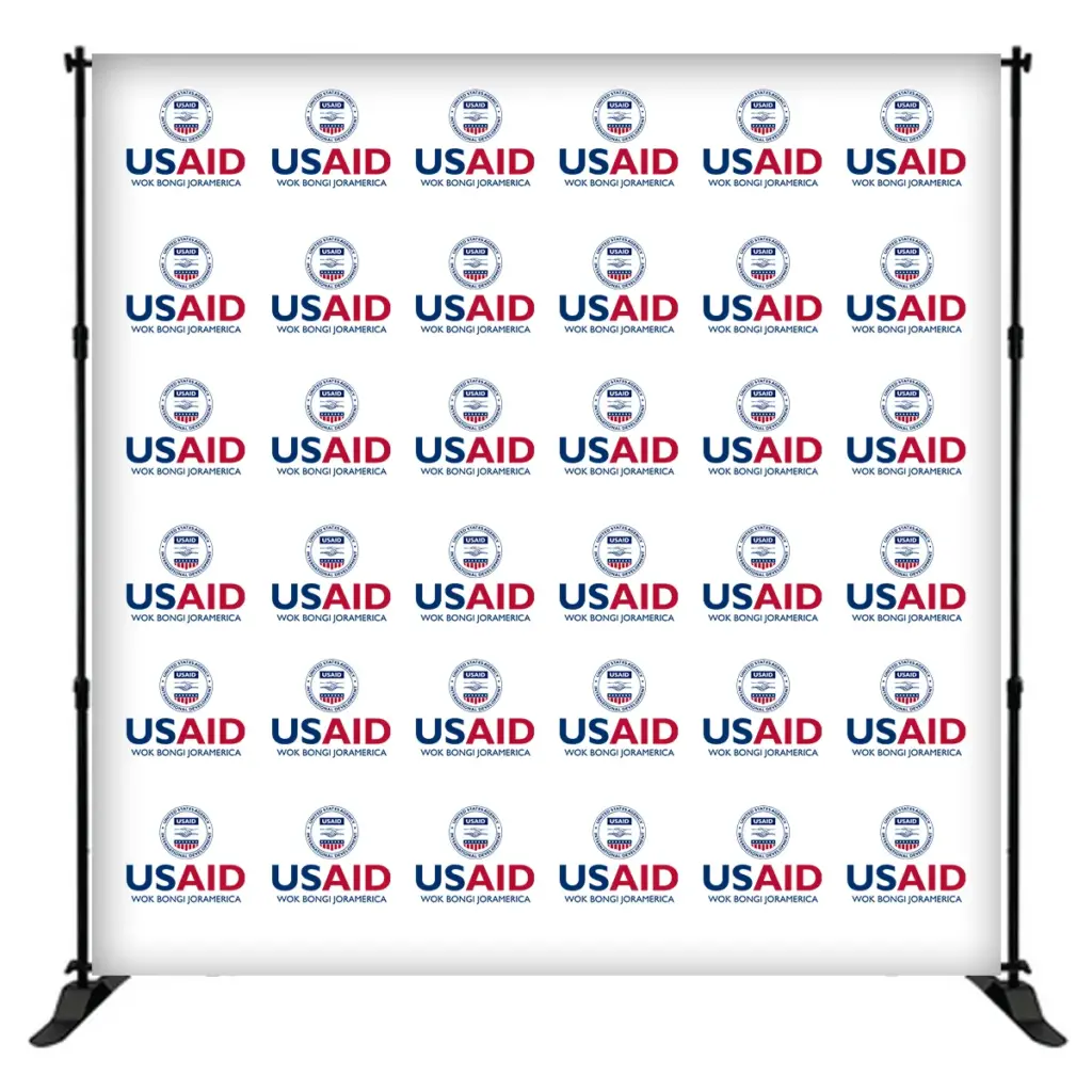 USAID Dhopadhola 8 ft. Slider Banner Stand - 8'h Fabric Graphic Package