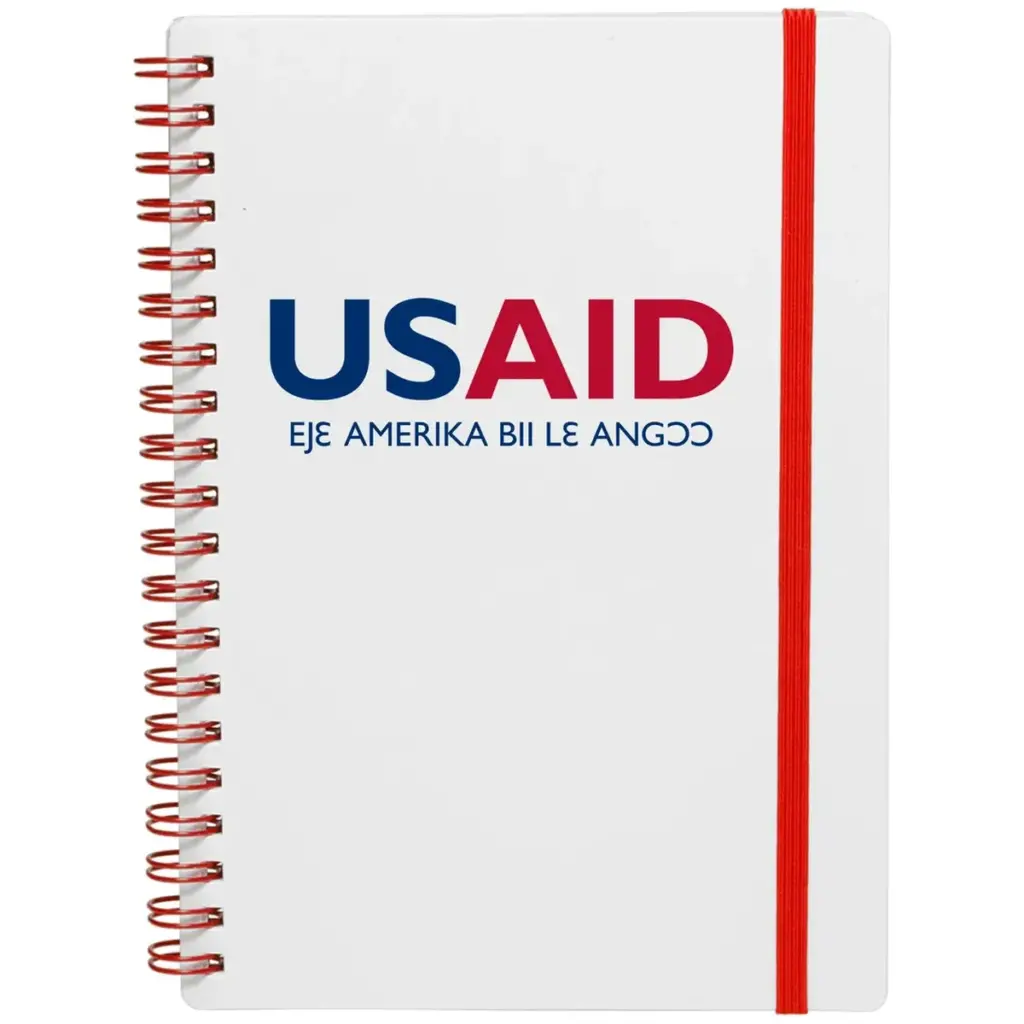 USAID Ga-Dangme - White Spiral Notebook w/ Colored Accents