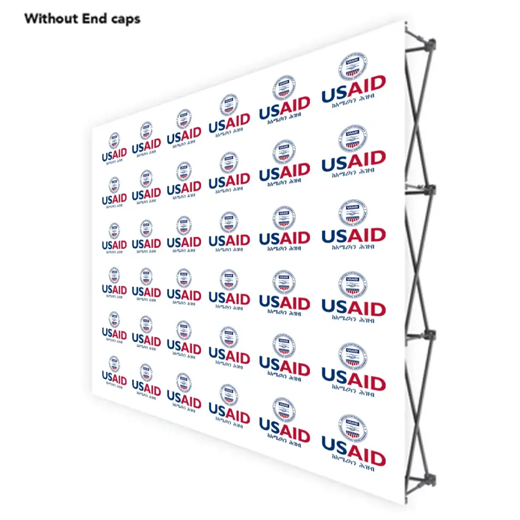 USAID Amharic ONE CHOICE 8 Ft. Fabric Pop Up Display - 89"H Straight Graphic Package