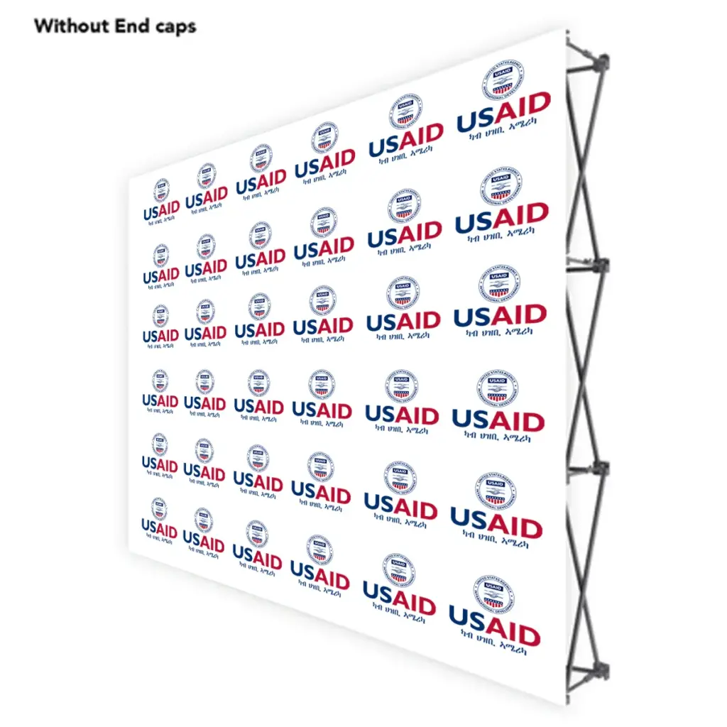 USAID Tigrinya ONE CHOICE 8 Ft. Fabric Pop Up Display - 89"H Straight Graphic Package