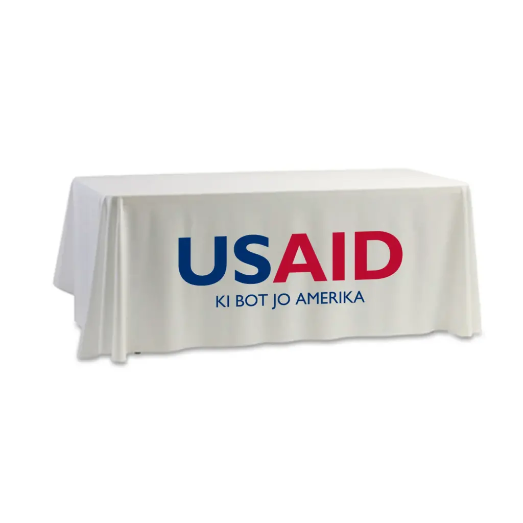 USAID Acholi - 8' Dye Sub Tablecloth (Non Fitted) White