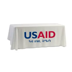 USAID Tigrinya - 8' Dye Sub Tablecloth (Non Fitted) White
