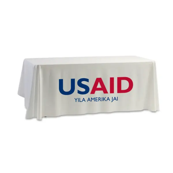 USAID Wala - 8' Dye Sub Tablecloth (Non Fitted) White
