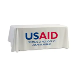 USAID Wolof - 8' Dye Sub Tablecloth (Non Fitted) White