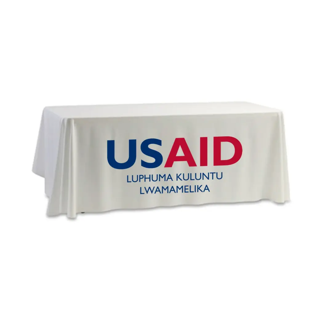 USAID Xhosa - 8' Dye Sub Tablecloth (Non Fitted) White