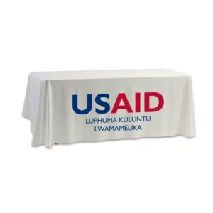 USAID Xhosa - 8' Dye Sub Tablecloth (Non Fitted) White