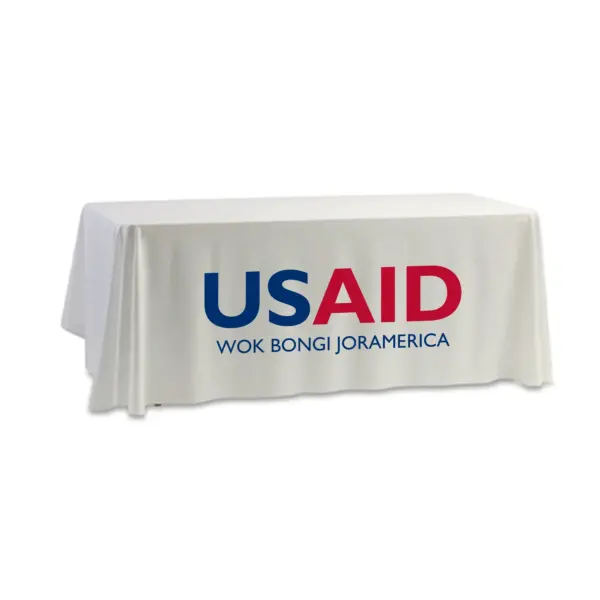 USAID Dhopadhola - 8' Dye Sub Tablecloth (Non Fitted) White