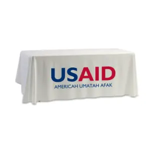 USAID Afar - 8' Dye Sub Tablecloth (Non Fitted) White