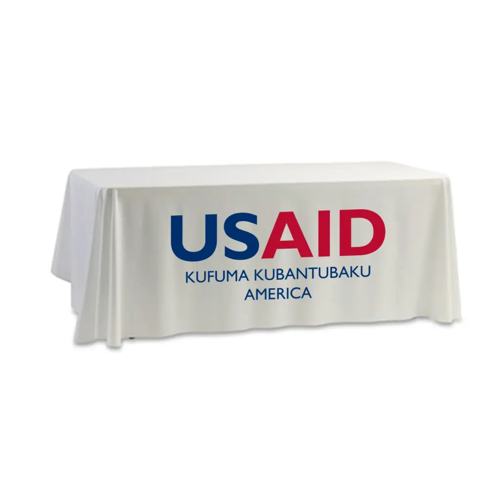 USAID Kaond - 8' Dye Sub Tablecloth (Non Fitted) White
