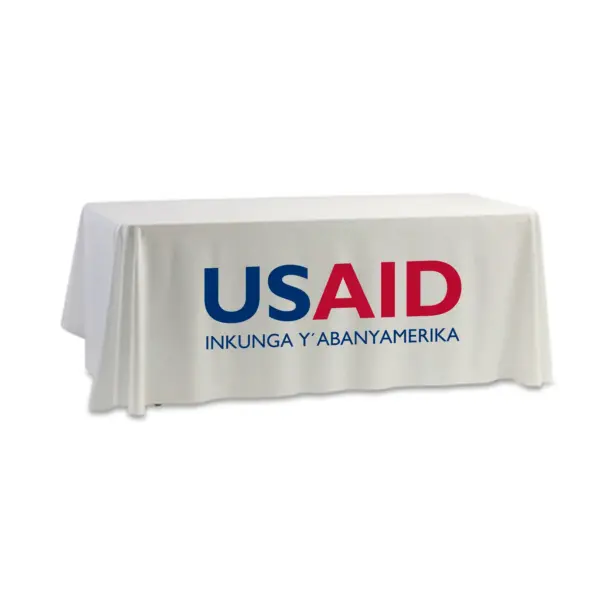 USAID Kinywarwanda - 8' Dye Sub Tablecloth (Non Fitted) White