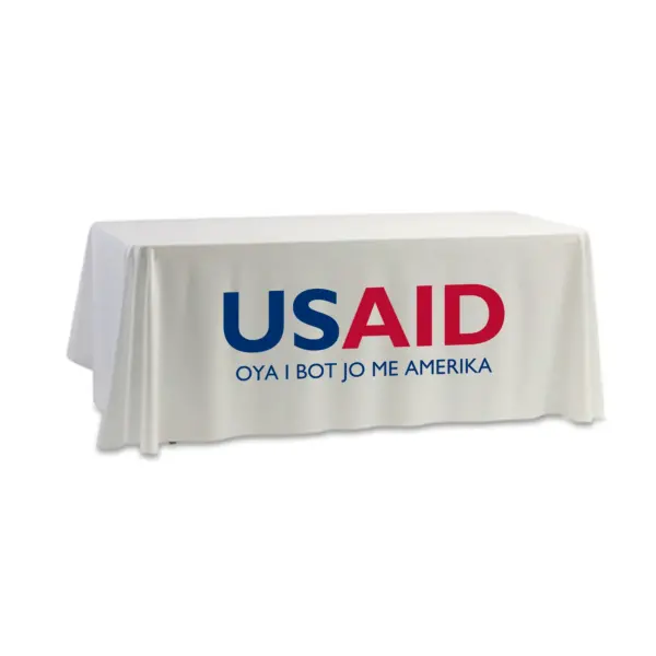 USAID Langi - 8' Dye Sub Tablecloth (Non Fitted) White