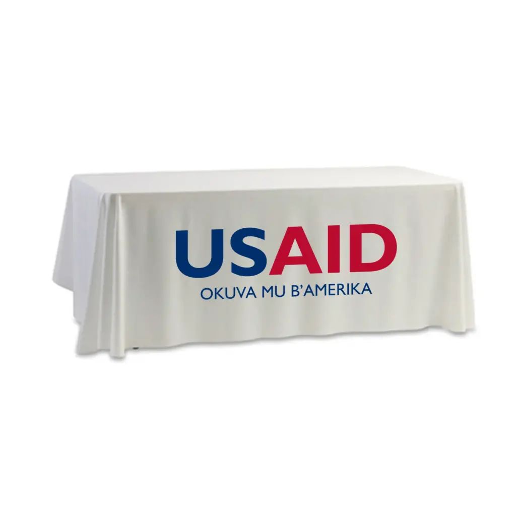 USAID Luganda - 8' Dye Sub Tablecloth (Non Fitted) White