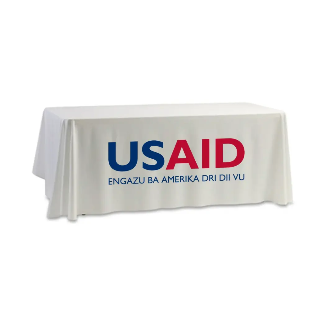 USAID Lugbara - 8' Dye Sub Tablecloth (Non Fitted) White