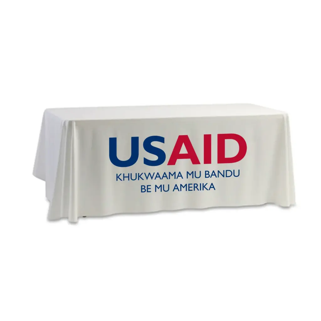 USAID Lugisu - 8' Dye Sub Tablecloth (Non Fitted) White