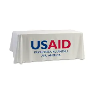 USAID Nyanja - 8' Dye Sub Tablecloth (Non Fitted) White