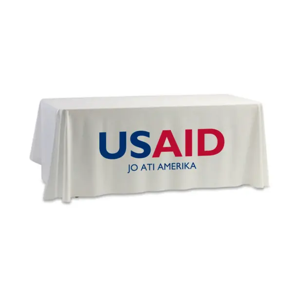 USAID Otuho - 8' Dye Sub Tablecloth (Non Fitted) White