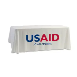 USAID Otuho - 8' Dye Sub Tablecloth (Non Fitted) White