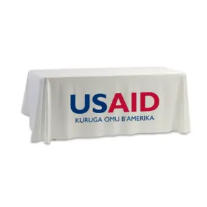 USAID Runyankole - 8' Dye Sub Tablecloth (Non Fitted) White