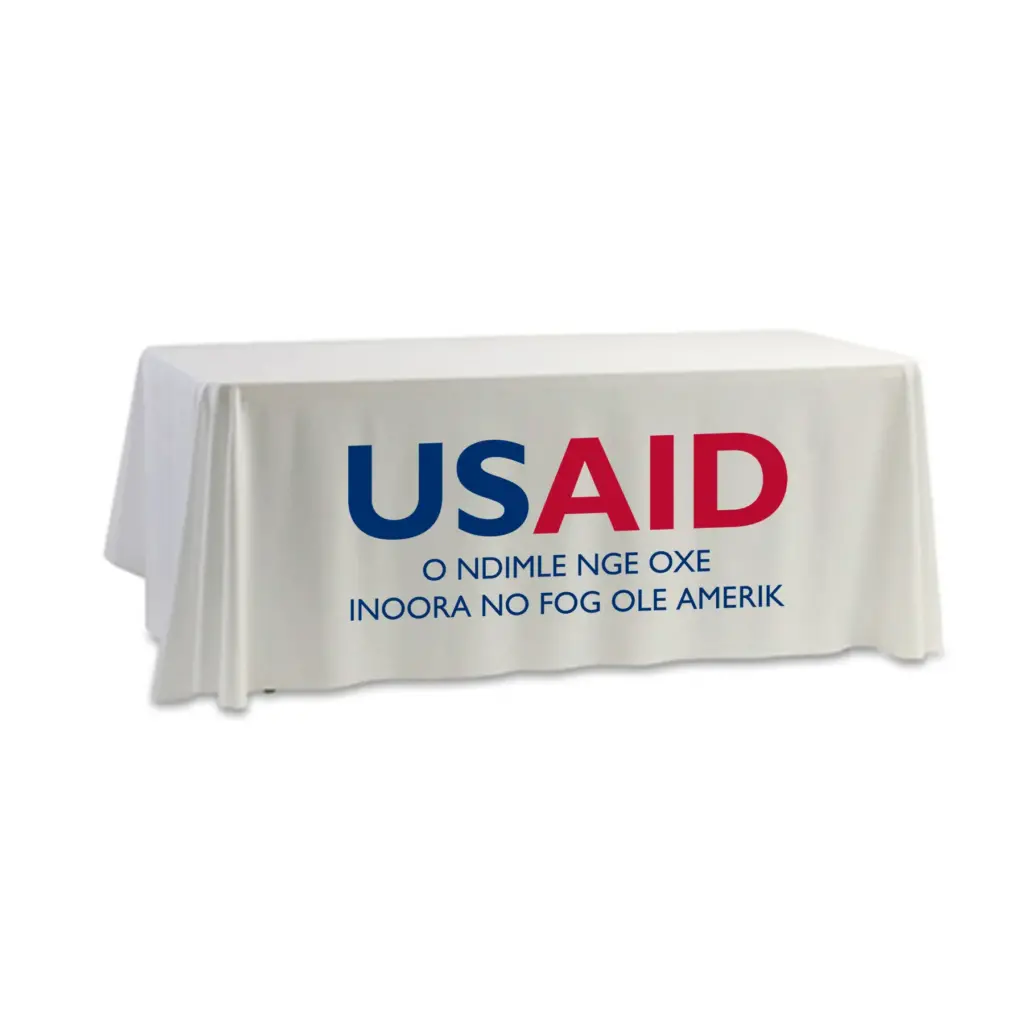 USAID Serere - 8' Dye Sub Tablecloth (Non Fitted) White