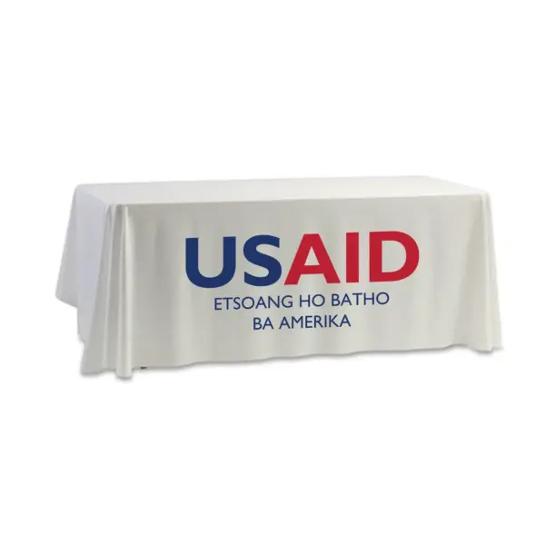 USAID Sesotho - 8' Dye Sub Tablecloth (Non Fitted) White