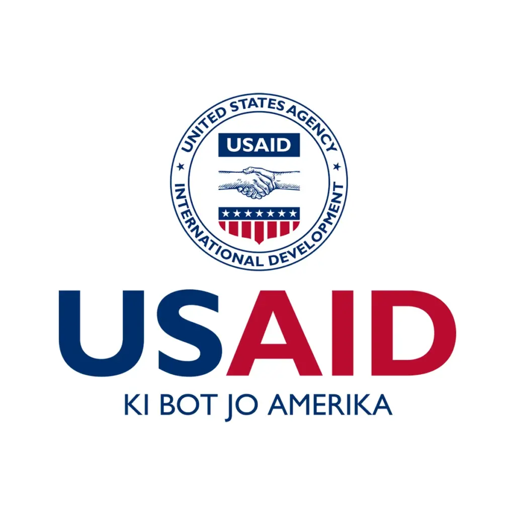 USAID Acholi Decal on White Vinyl Material. Full Color