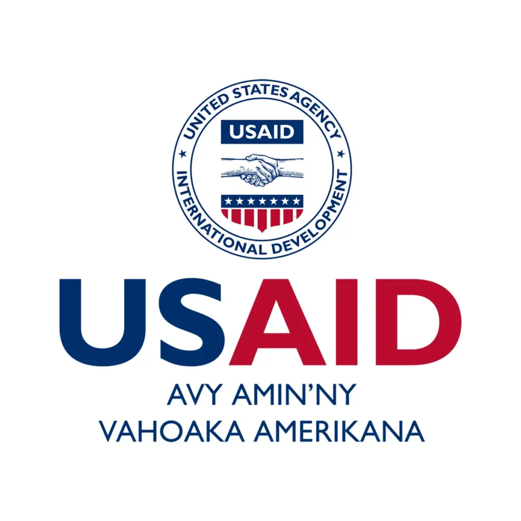 USAID Malagasy Decal on White Vinyl Material. Full Color