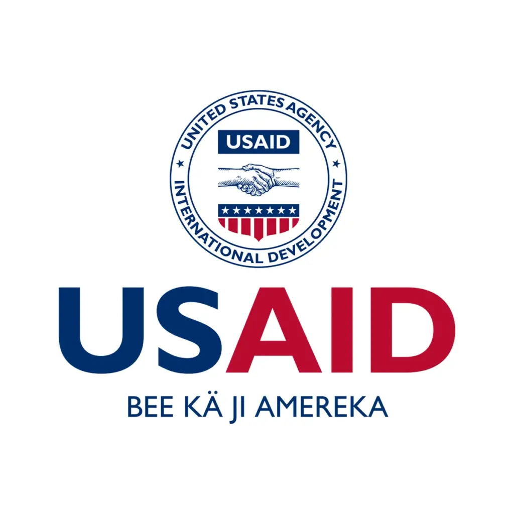 USAID Nuer Decal on White Vinyl Material. Full Color