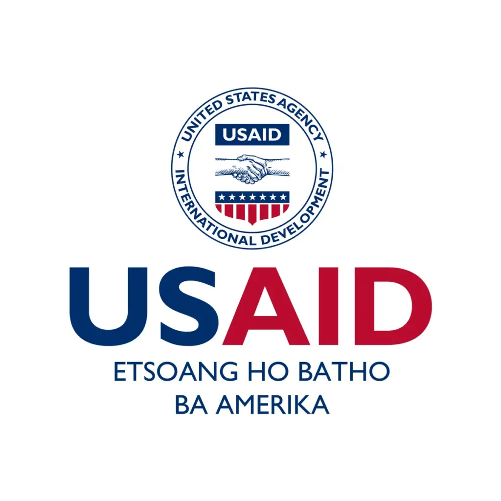 USAID Sesotho Decal on White Vinyl Material. Full Color