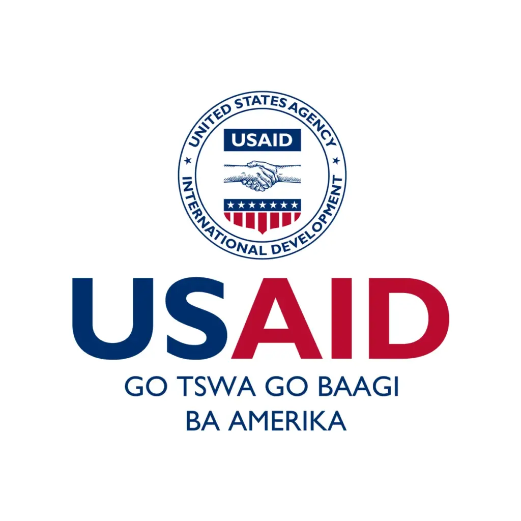 USAID Setswana Decal on White Vinyl Material. Full Color