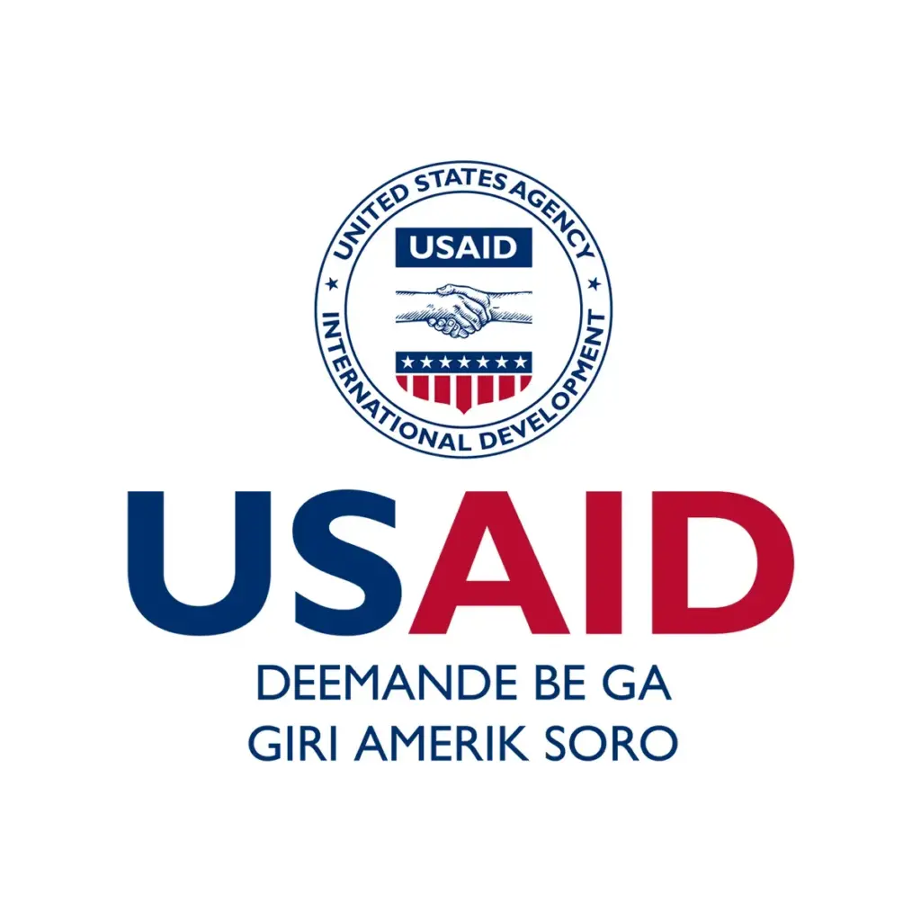 USAID Soninke Decal on White Vinyl Material. Full Color
